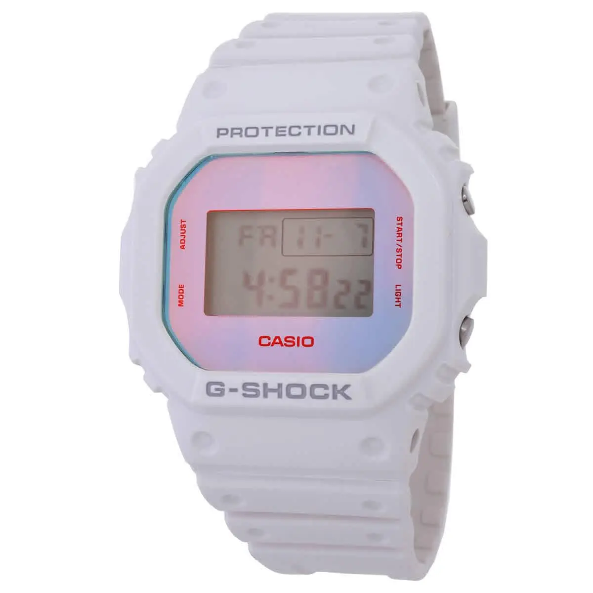 Casio G-shock 5600 Series Alarm Quartz Digital Watch DW-5600TL-7 - Dial: Digital, Band: White, Bezel: White