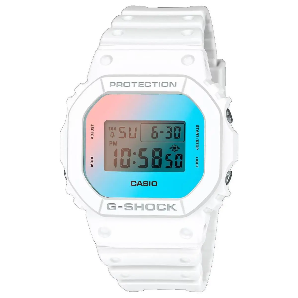 Casio DW5600TL-7 Men`s Classic Summer White Alarm Chronograph G Shock Watch - Dial: White, Band: White, Bezel: White