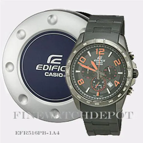 Casio Men`s Edifice Black Dial Resin Band Watch EFR-516PB-1A4 - Black