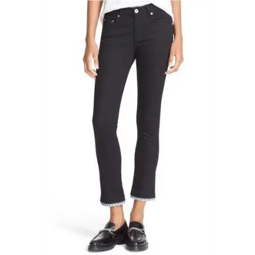 Rag and Bone Crop Skinny Black Bucquet Jeans sz.23 Waist 26 by Rag & Bone