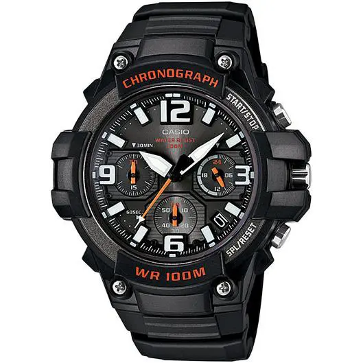 Casio MCW100H-1AV Chronograph Watch Black Resin Band 100 Meter WR Date