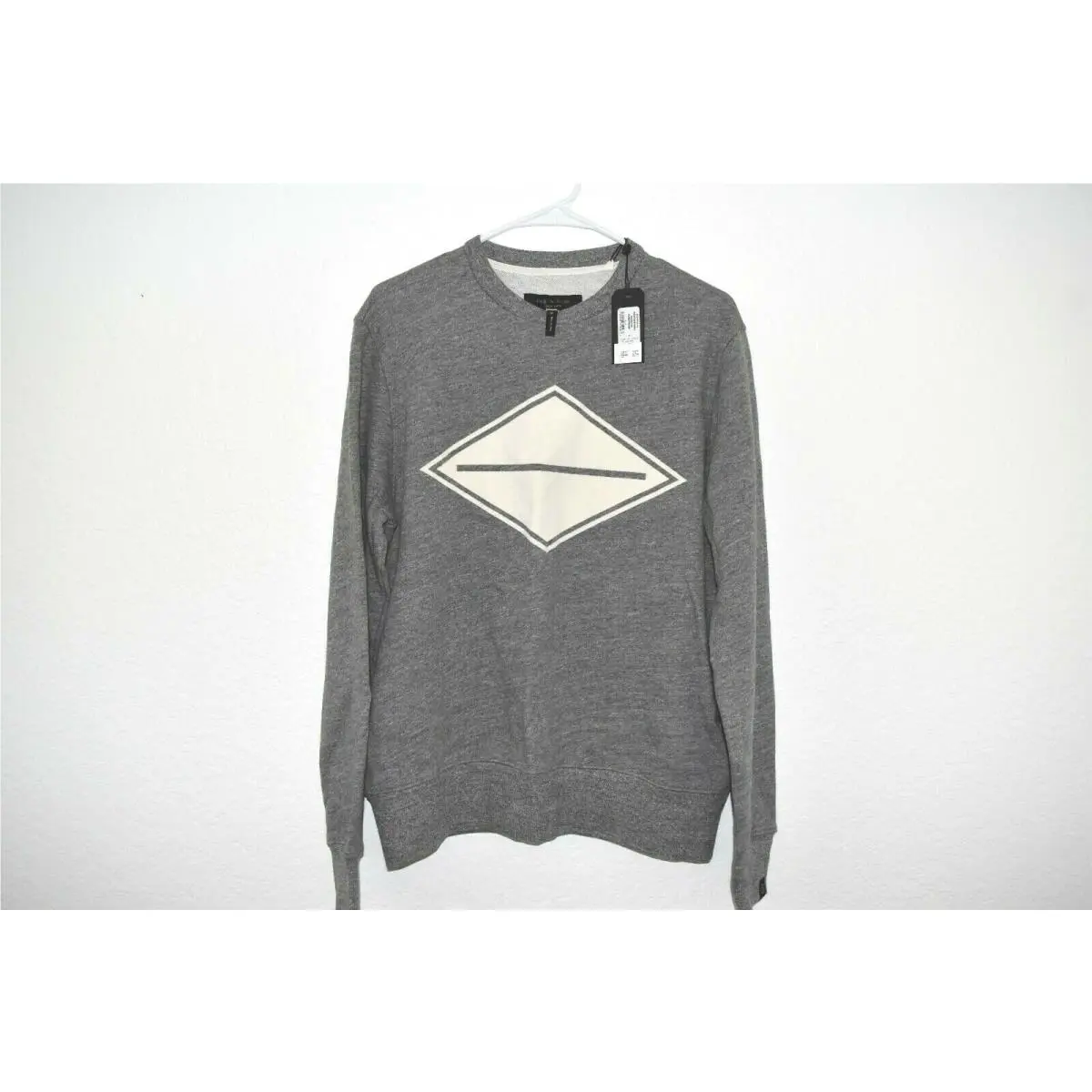 Rag Bone Heather Grey Diamond S M276T34U3 Sweatshirt by Rag & Bone