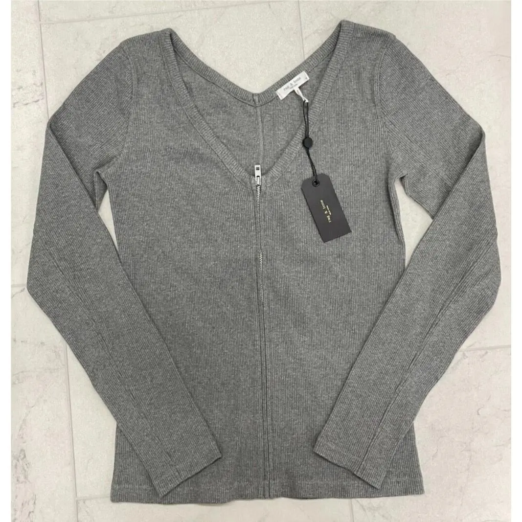Rag Bone Women`s Heather Grey Laila Zip Long Sleeve Size: Small