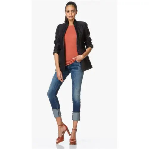 Rag and Bone Dark Navy Blue Quilted Fern Leather Trim Fitted Blazer Jacket 2