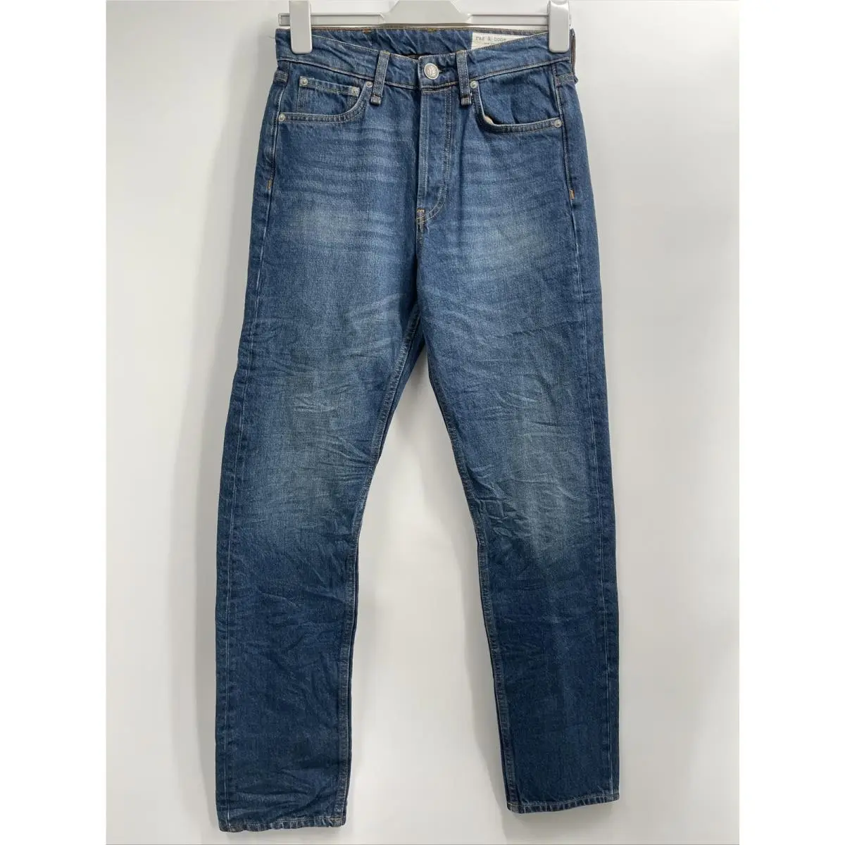 Rag Bone Women`s Blue Maya High Waist Ankle Slim Straight Leg Jeans Size 26 by Rag & Bone