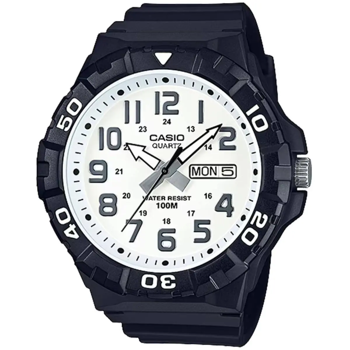 Men`s Watch Rotating Bezel White Dial Black Resin Strap MRW-210H-7AVCF by Casio
