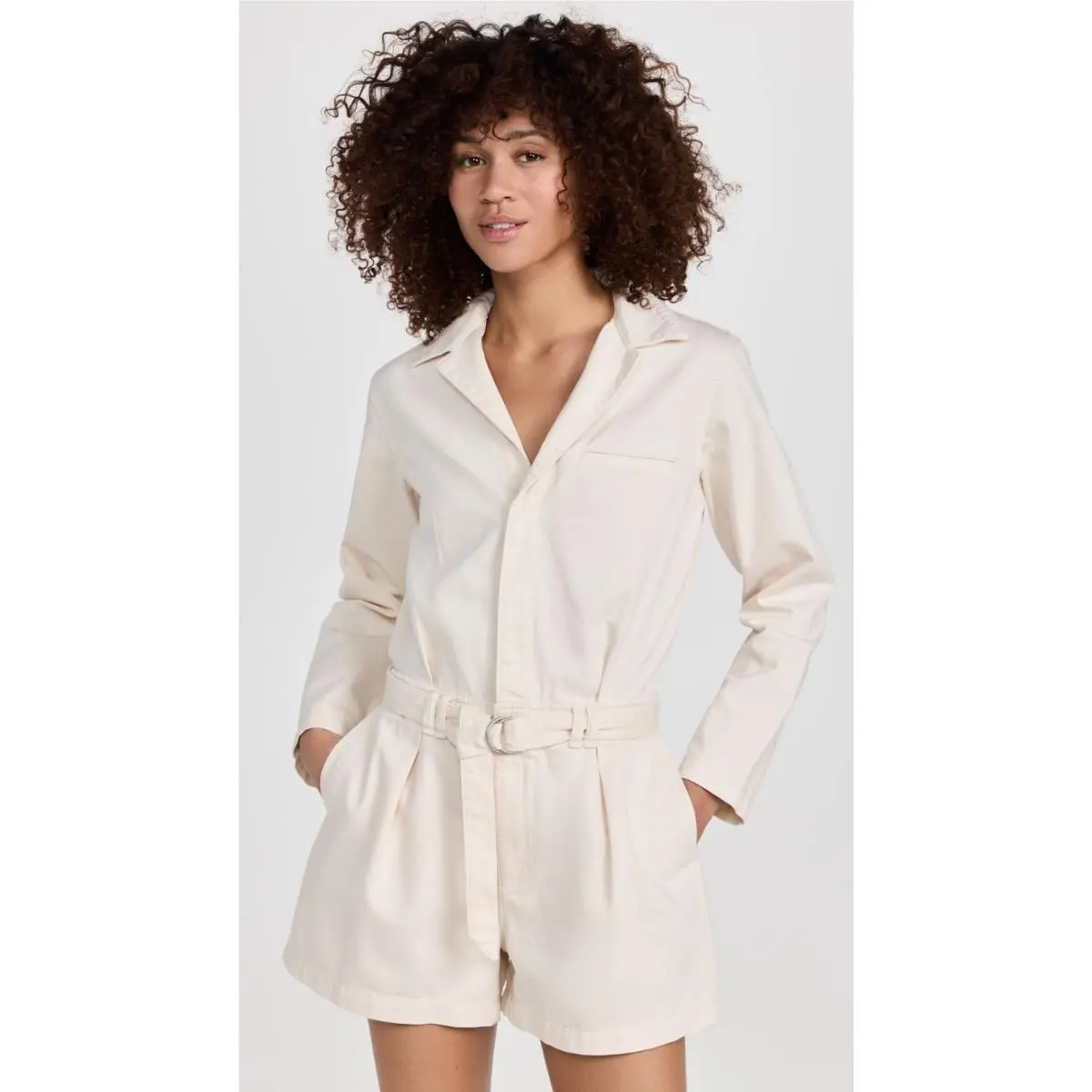 Nwt- Rag Bone Pleated Denim Long-sleeve Romper Ecru - Size Medium by Rag & Bone