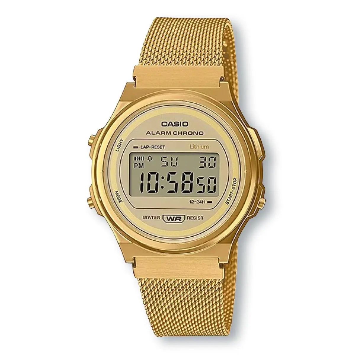 Casio Vintage A171WEMG-9A Unisex Gold Mesh Band Watch