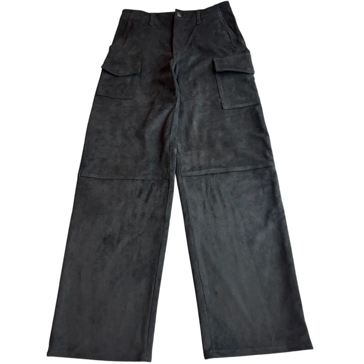Rag Bone Suede Black Nora Cargo Pant Stretch HW Wide Leg 26