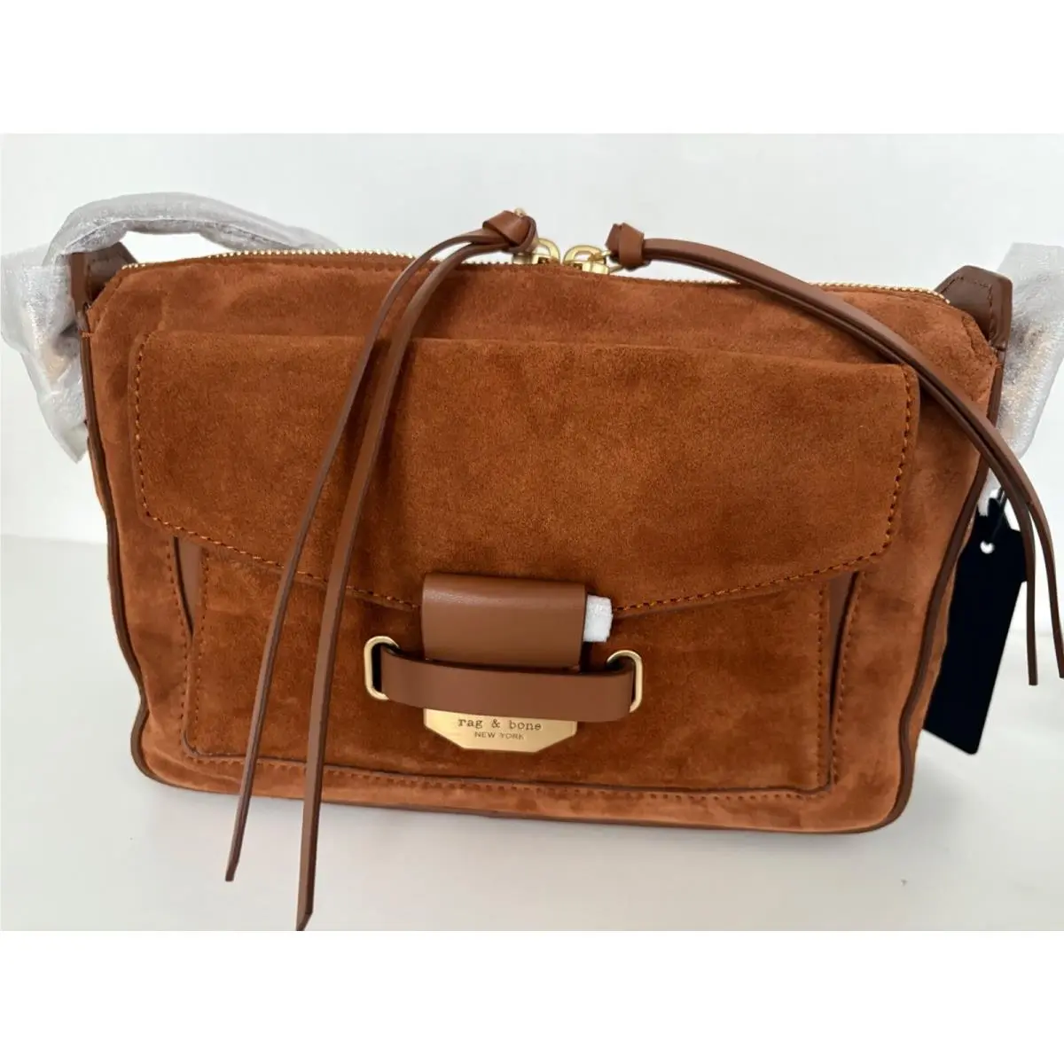 Rag Bone Cinnamon Brown Suede Small Field Messenger 2.0 Crossbody Bag