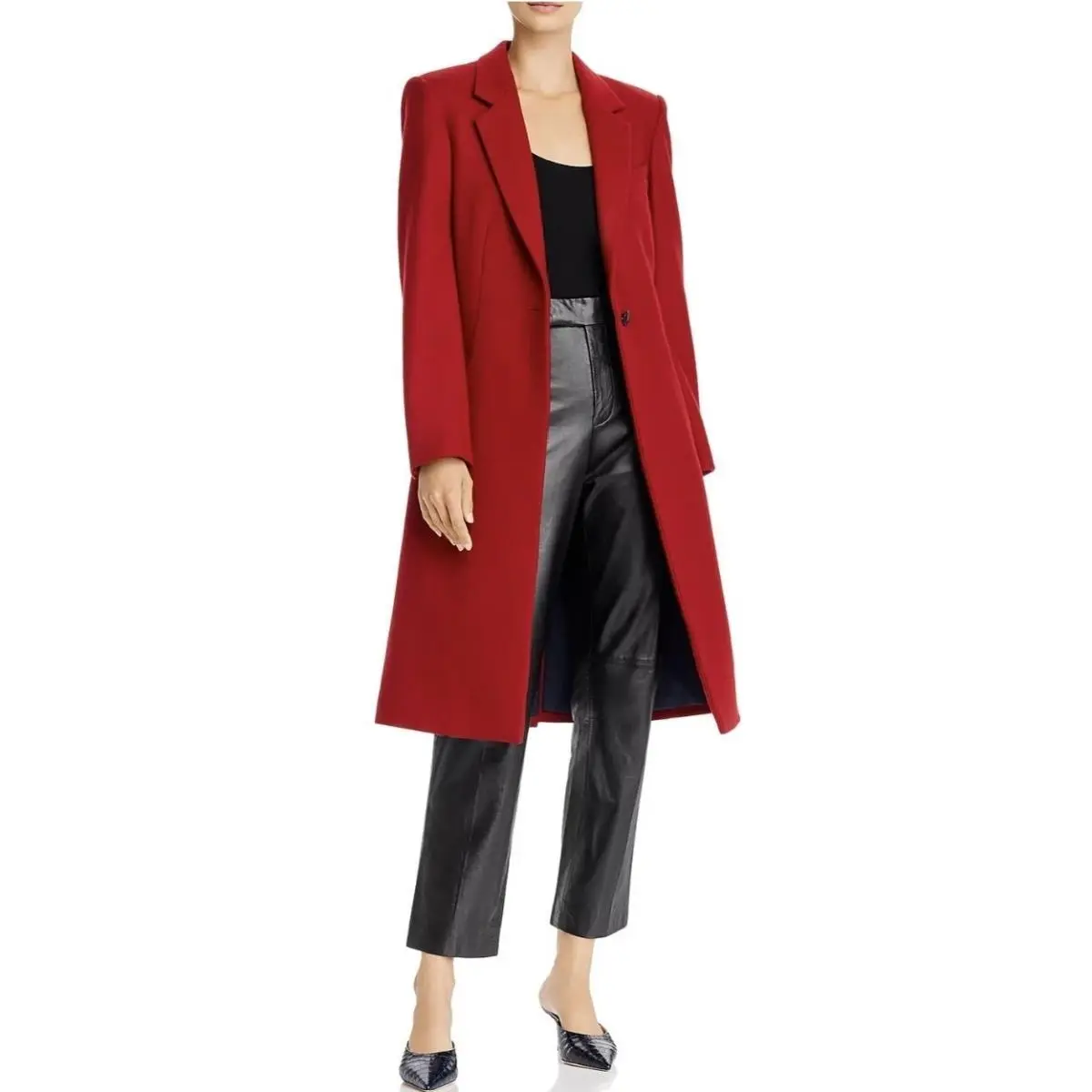 Rag Bone Daine Long Single Breasted Wool Coat Deep Berry Red Office by Rag & Bone