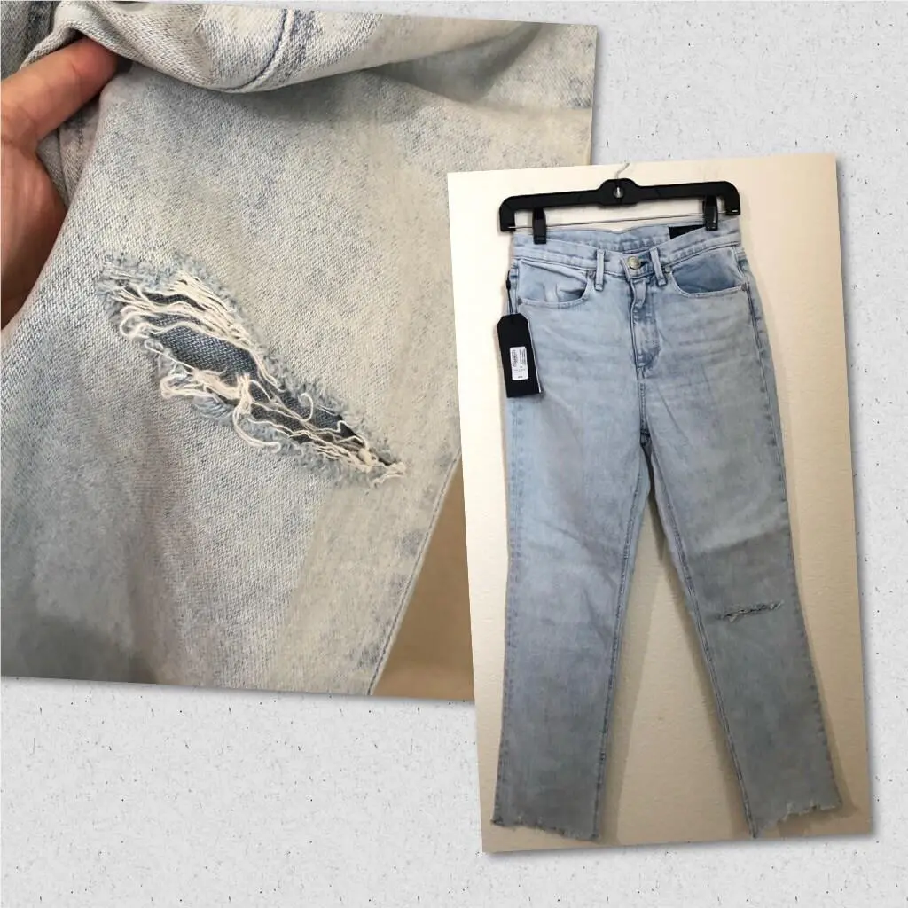 Rag Bone Womens 26 Ankle Cigarette Jeans Light Wash Distressed Destroyed by Rag & Bone