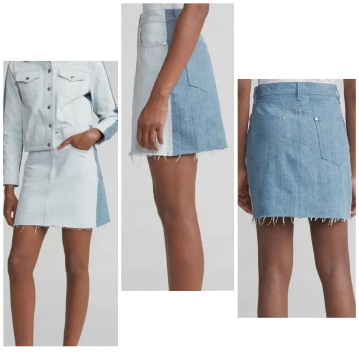 Rag Bone Moss Double Blues Denim Skirt Size: 30