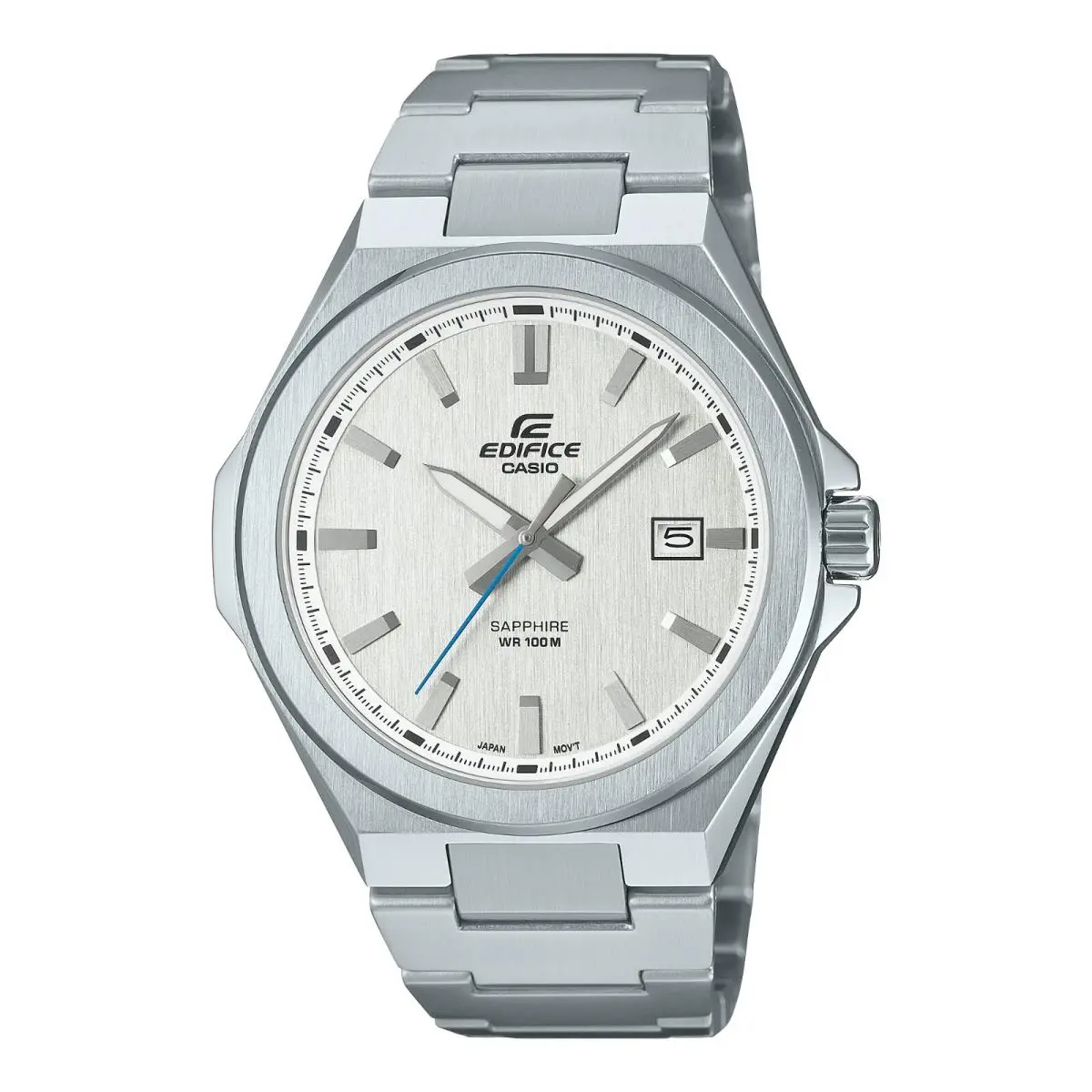 Casio EFB108D-7AV Edifice Watch Sapphire Crystal Date 100 Meter Date 45MM - Dial: Silver, Band: Silver
