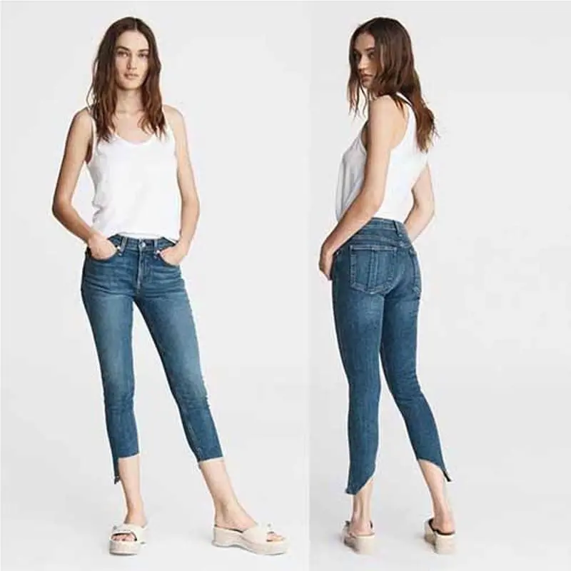 Rag Bone Cate Mid-rise Ankle Skinny Step Hem Denim Jeans Hampton Blue by Rag & Bone