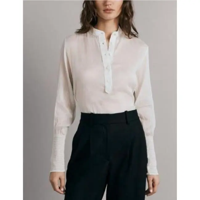 Rag Bone Maris Popover Top Women Size Medium Long Sleeve Semi Sheer