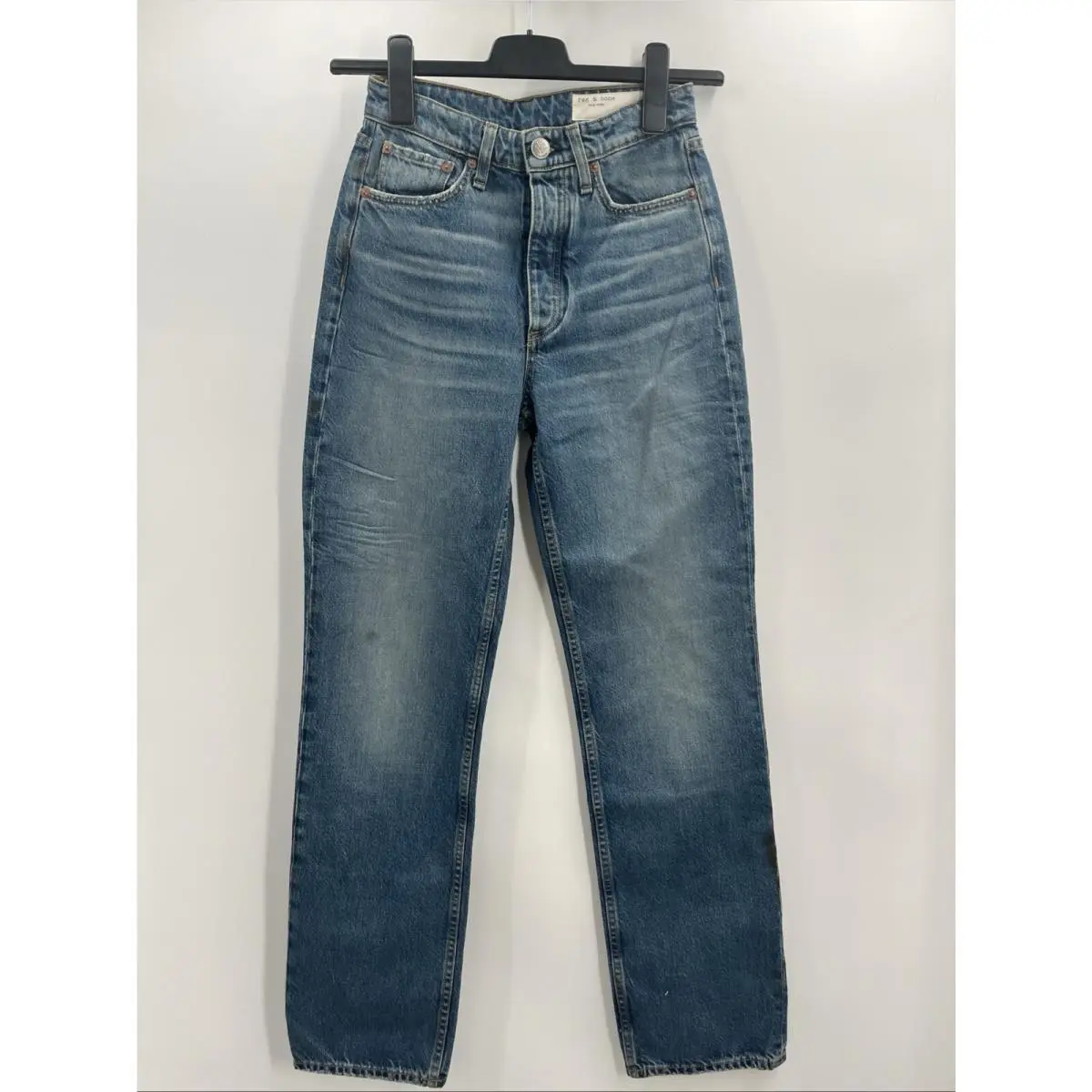 Rag Bone Women`s Alex High Rise Straight Leg Blue Gypsum Jeans Size 25 by Rag & Bone