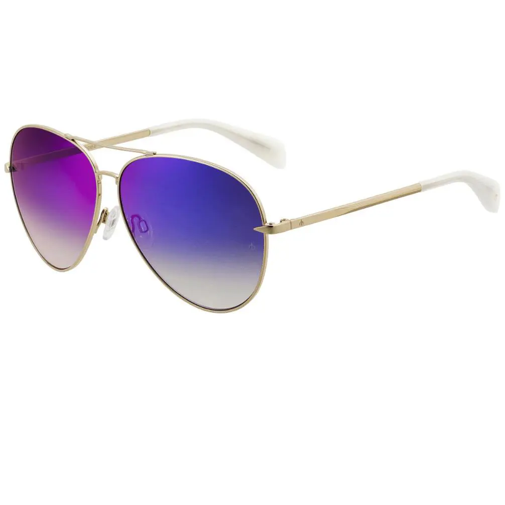 Rag Bone Rnb 1006/S 3YG HI Sunglasses Gold Frame Dark Grey Infrared Lens 63mm - Frame: Gold
