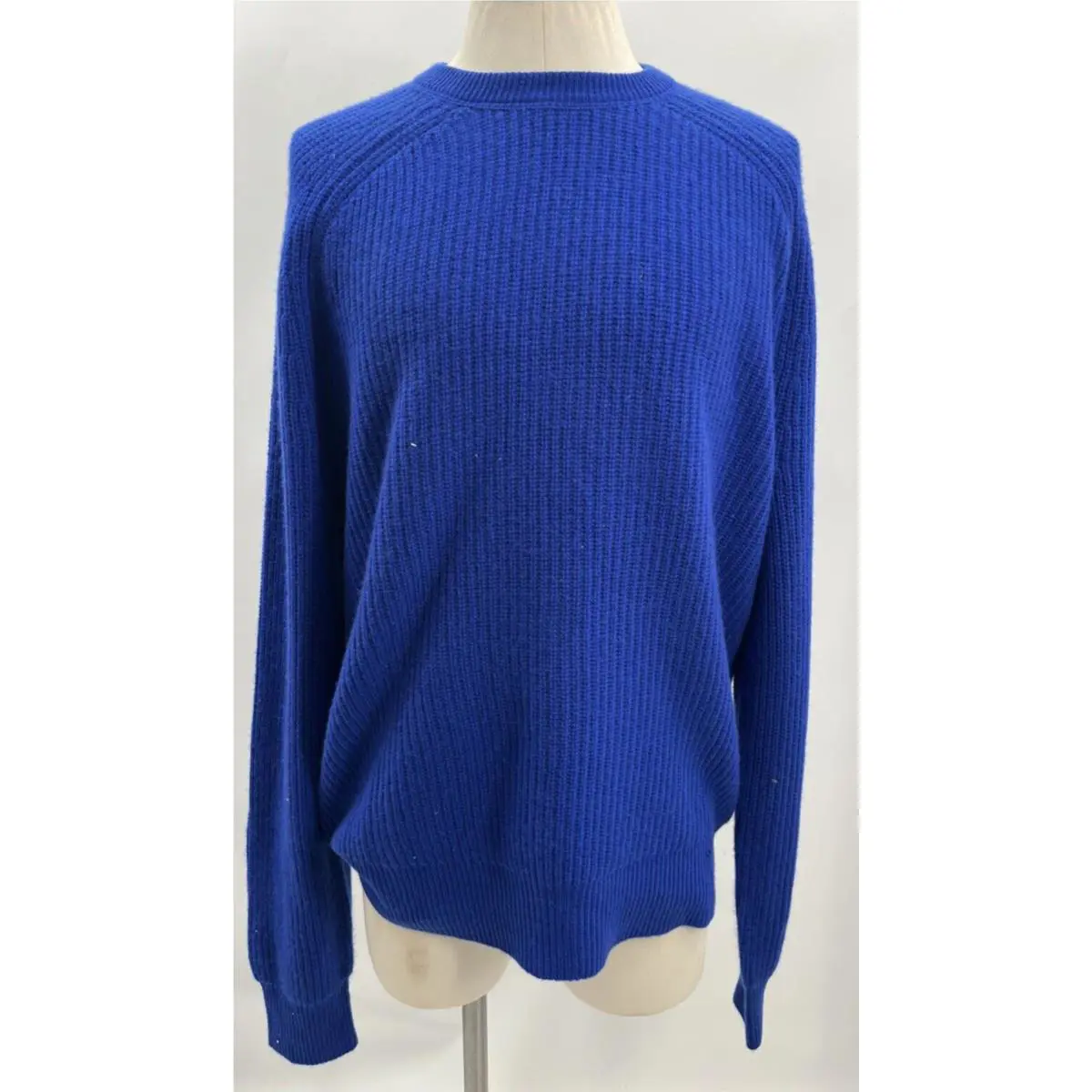 Rag Bone Men`s Blue Ribbed Cashmere Crew Neck Pierce Sweater Size XL