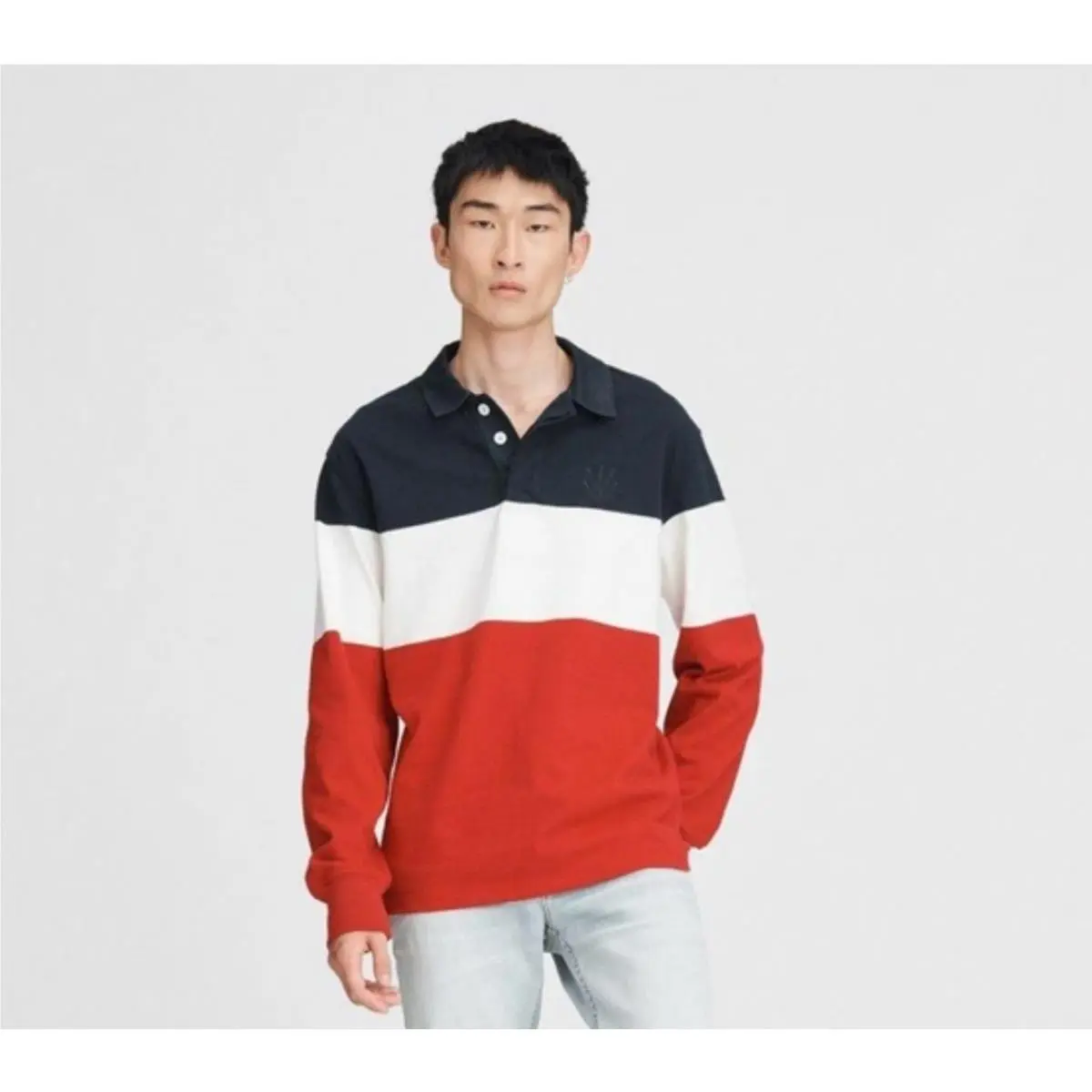 Rag Bone Shirt Men`s sz XL Red White Blue Rugby Polo Patriotic Daggers