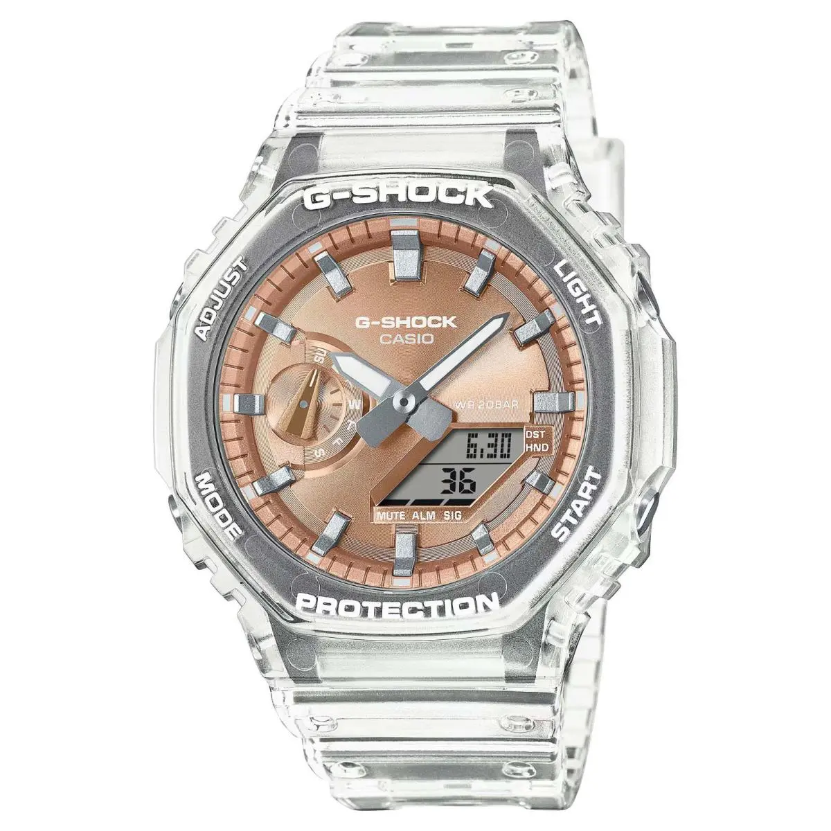 G-shock Bright Metallic Rosegold Carbon Anadigi Mens Watch GA2100BM7A5 by Casio