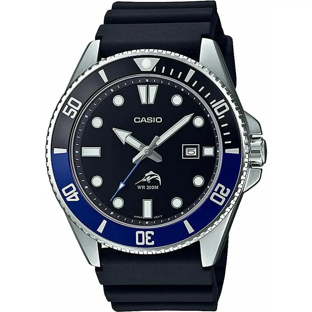 Casio MDV106B-1A1 Black and Blue Men`s Watch - Dial: Blue, Band: Black, Bezel: Black, Blue