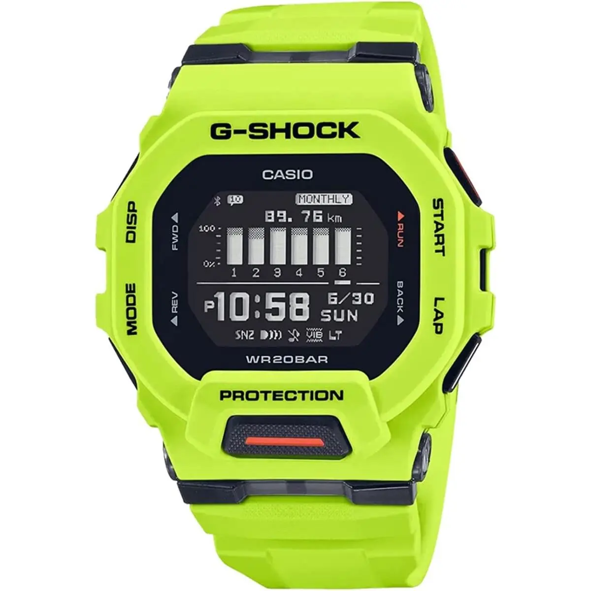 G-shock Digital Connected Lime Green Resin Strap Fitness Watch GBD200-9 by Casio