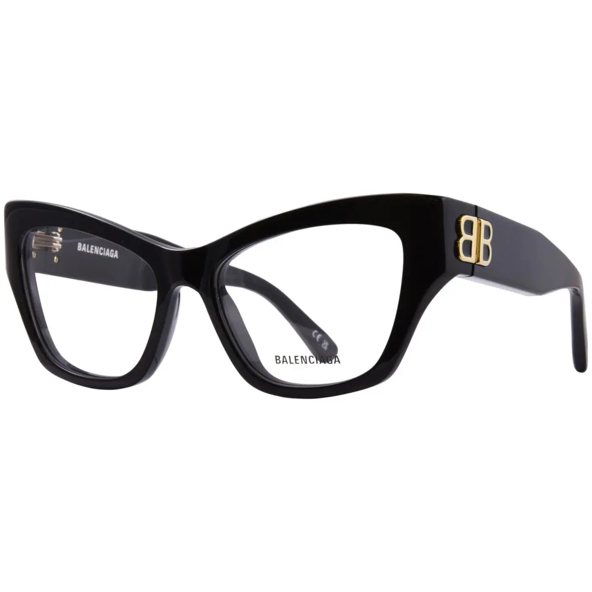 Balenciaga BB0362O 001 Eyeglasses Frame Women`s Black/gold Full Rim Cat Eye 54mm