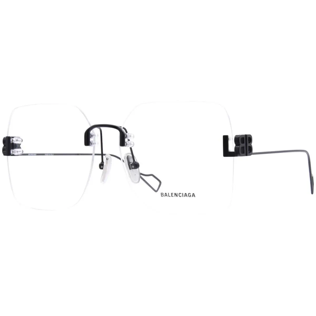 Balenciaga BB0113O 001 Eyeglasses Frame Women`s Black Rimless Square Shape 60mm