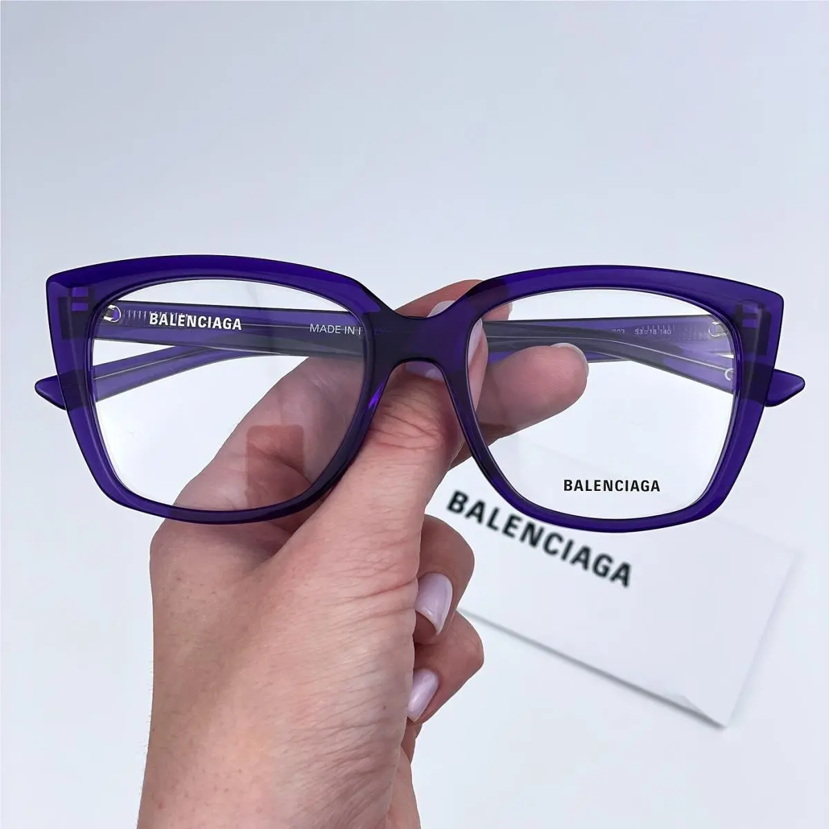 Women Eyeglasses Violet Demo Logo Square BB0062O 003 by Balenciaga