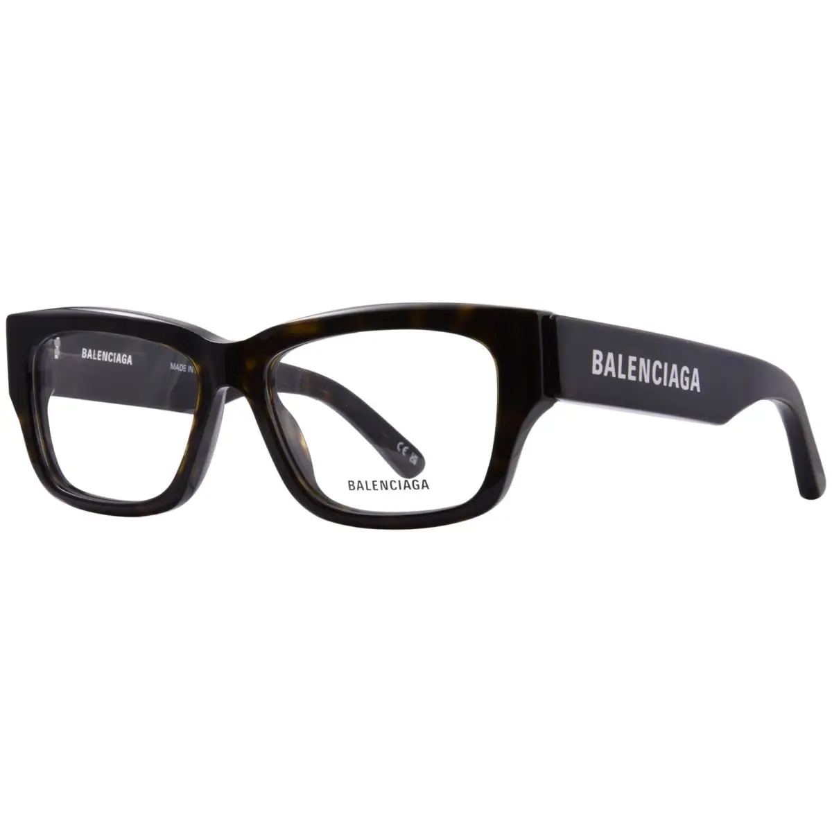 Balenciaga BB0376O 002 Eyeglasses Men`s Havana Full Rim Rectangle Shape 54mm