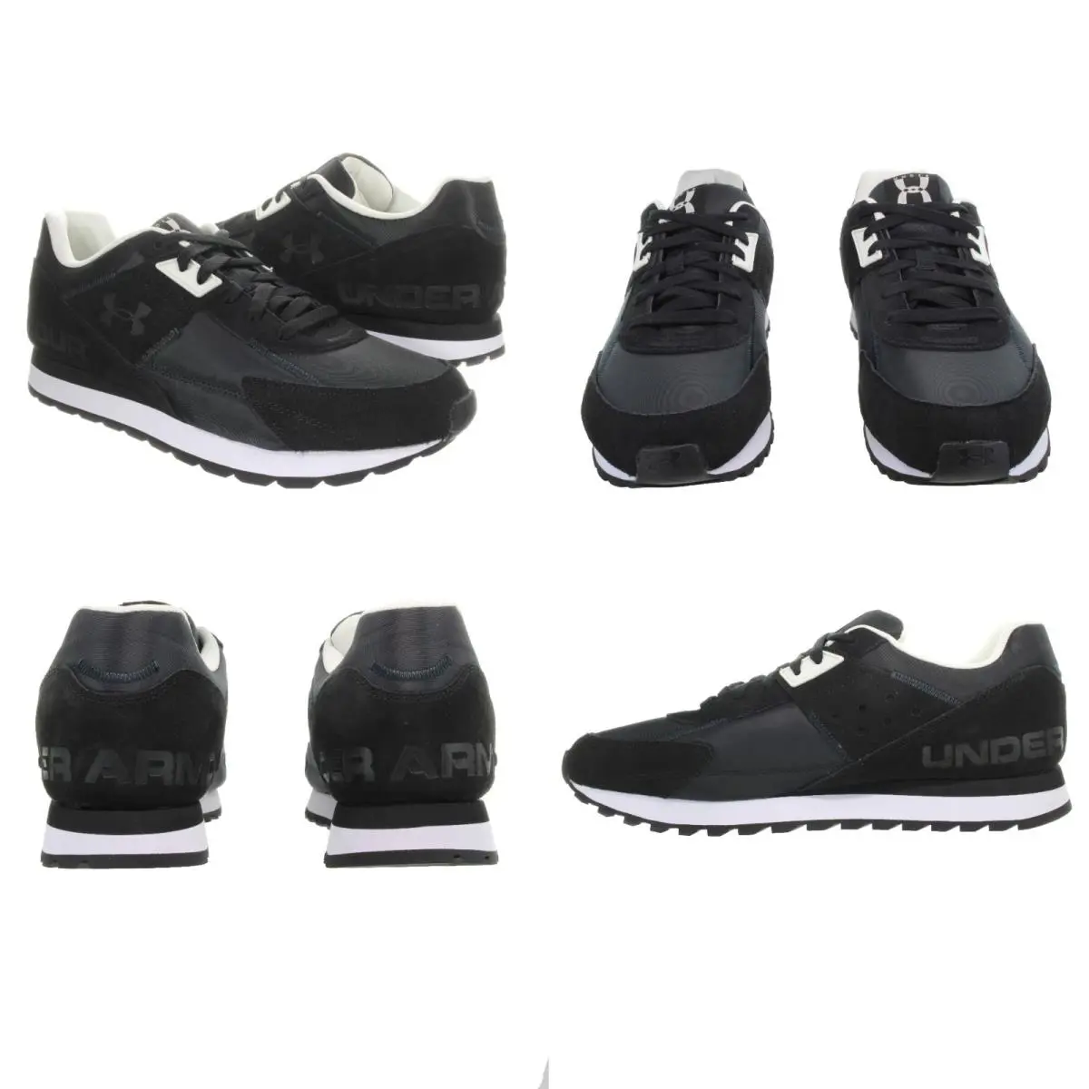 Under Armour Men`s Essential Black - White Retro Running Shoes Size 12 - Black, White
