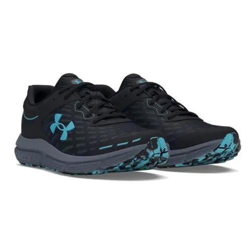 Under Armour Men`s Cushioned Lightweight Running Sneakers Black Blue Gray