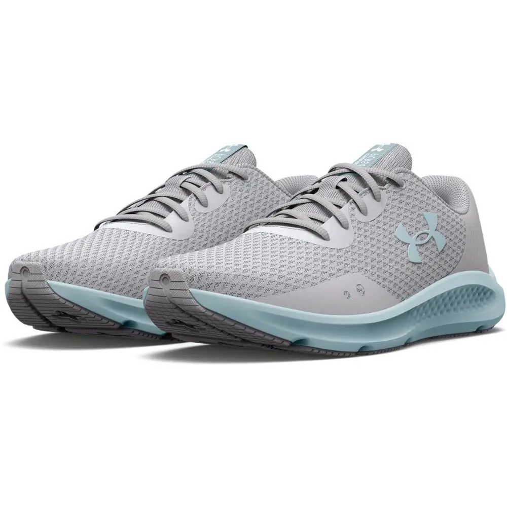 Under Armour 3024889 Womens UA Charged Pursuit 3 Training Running Athletic Shoes Halo Gray/Breaker Blue