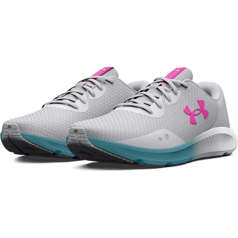 Under Armour 3024889 Womens UA Charged Pursuit 3 Training Running Athletic Shoes Halo Gray/Rebel Pink