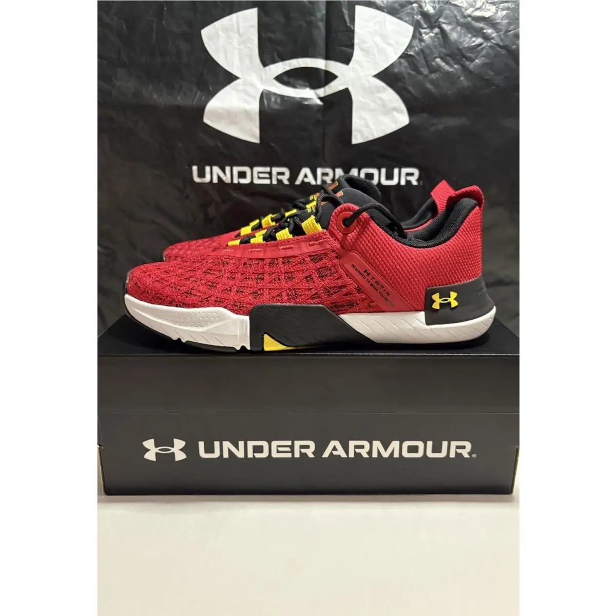 Under Armour shoes - Under Armour TriBase Reign 5 - 3026909-600 - Red/ Black/ White- University Of Maryland 9