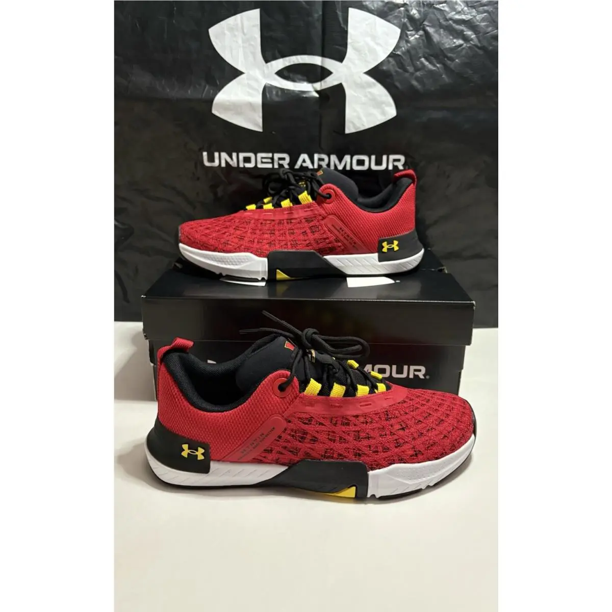 Under Armour shoes - Under Armour TriBase Reign 5 - 3026909-600 - Red/ Black/ White- University Of Maryland 3