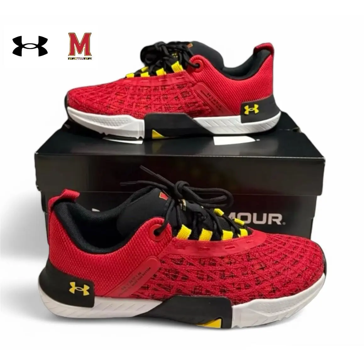 Under Armour shoes - Under Armour TriBase Reign 5 - 3026909-600 - Red/ Black/ White- University Of Maryland 15