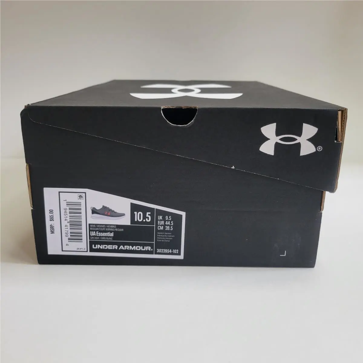 Under Armour Gray Essential Sports Style Shoe with Red Logo Men`s Sizes