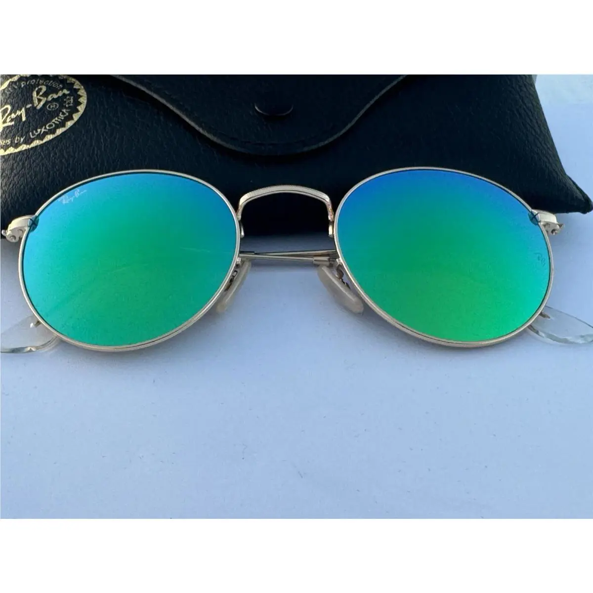 Ray-Ban sunglasses ROUND - Frame: Gold, Lens: Green, Manufacturer: Green Mirror Flash 10