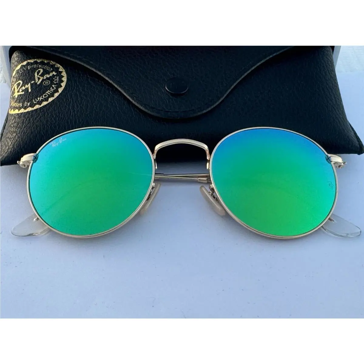Ray-Ban sunglasses ROUND - Frame: Gold, Lens: Green, Manufacturer: Green Mirror Flash 5
