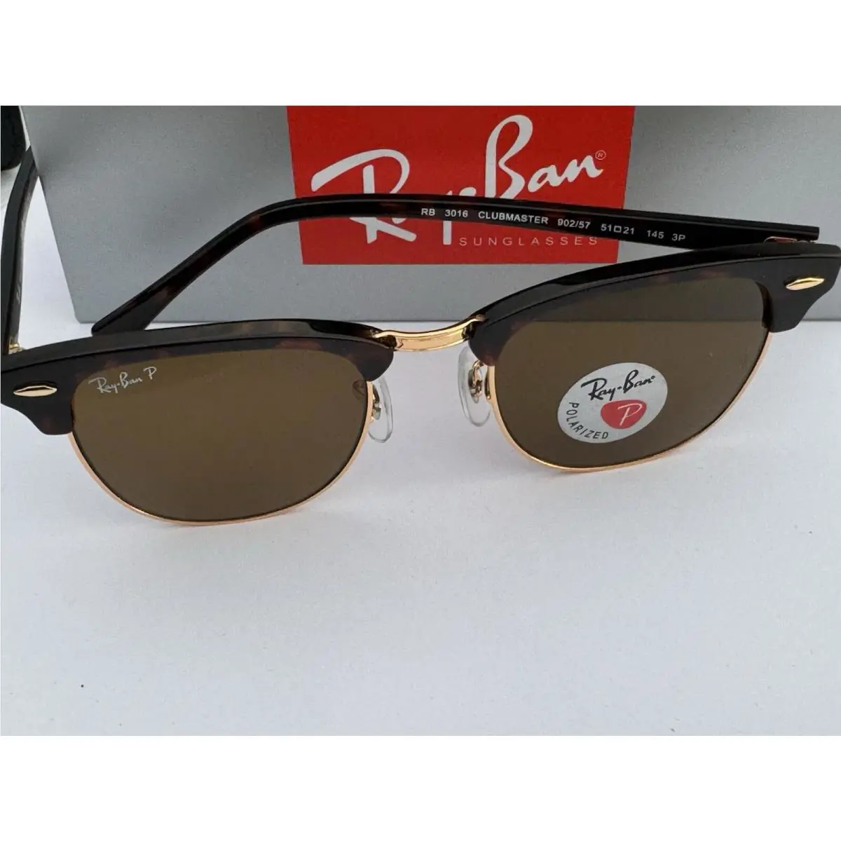Ray-ban RB3016 902/57 Clubmaster Havana Frame Polarized Brown B15 Sunglasses
