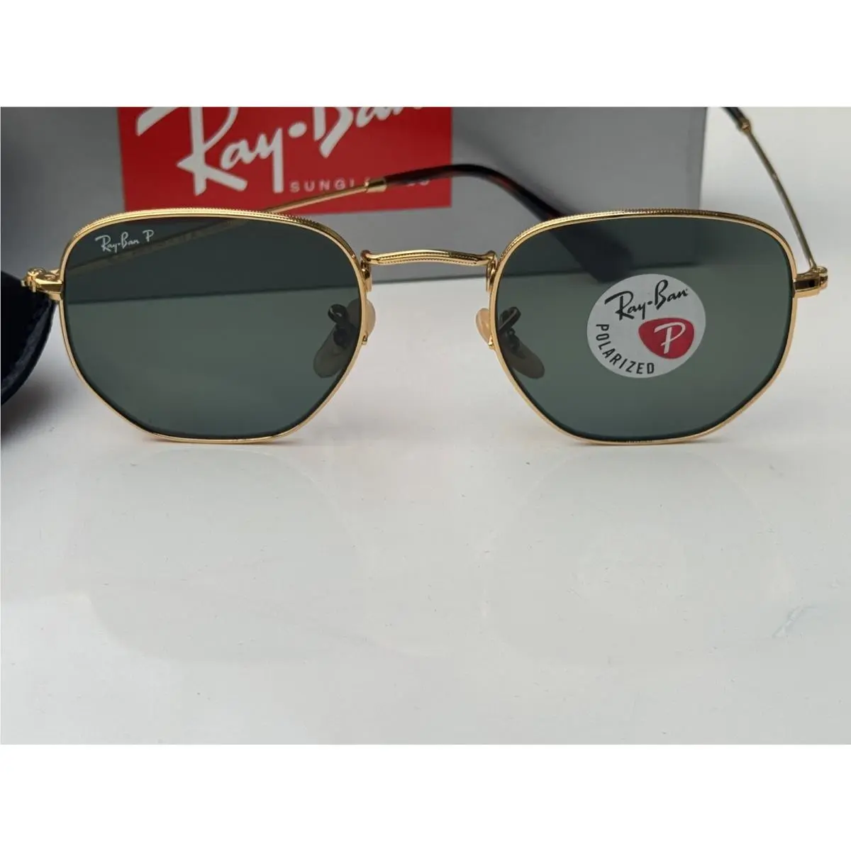 Ray-ban RB3548N 001/58 Arista Gold Hexagonal Polarized Green Sunglasses 51mm