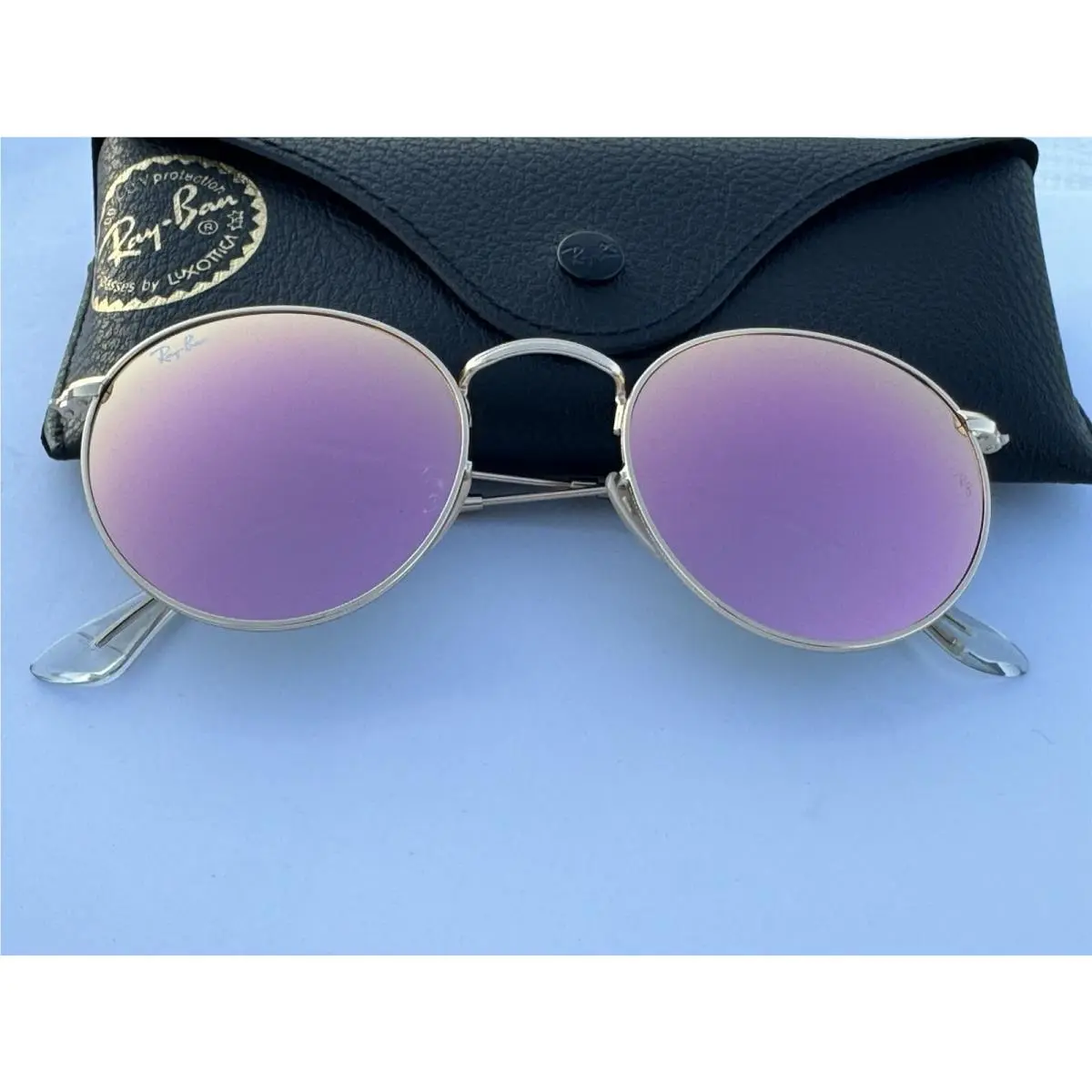 Ray-ban RB3447 112/Z2 Round Matte Gold Copper Flash Mirror Sunglasses 50mm