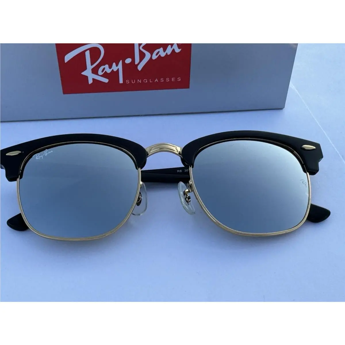 Ray-ban RB3016 1145/30 Clubmaster Matte Havana Silver Mirror Sunglasses