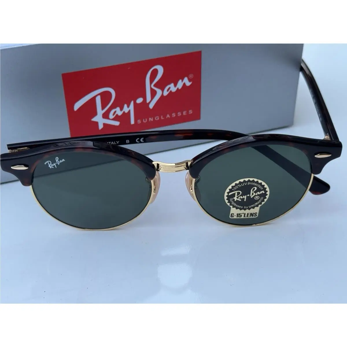 Ray-ban RB4246 990 Clubround Red Havana G-15 Green Sunglasses 51mm