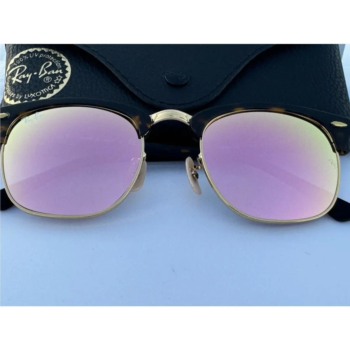 Ray-ban RB3016 990/70 Clubmaster Red Havana Copper Flash Mirror Sunglasses
