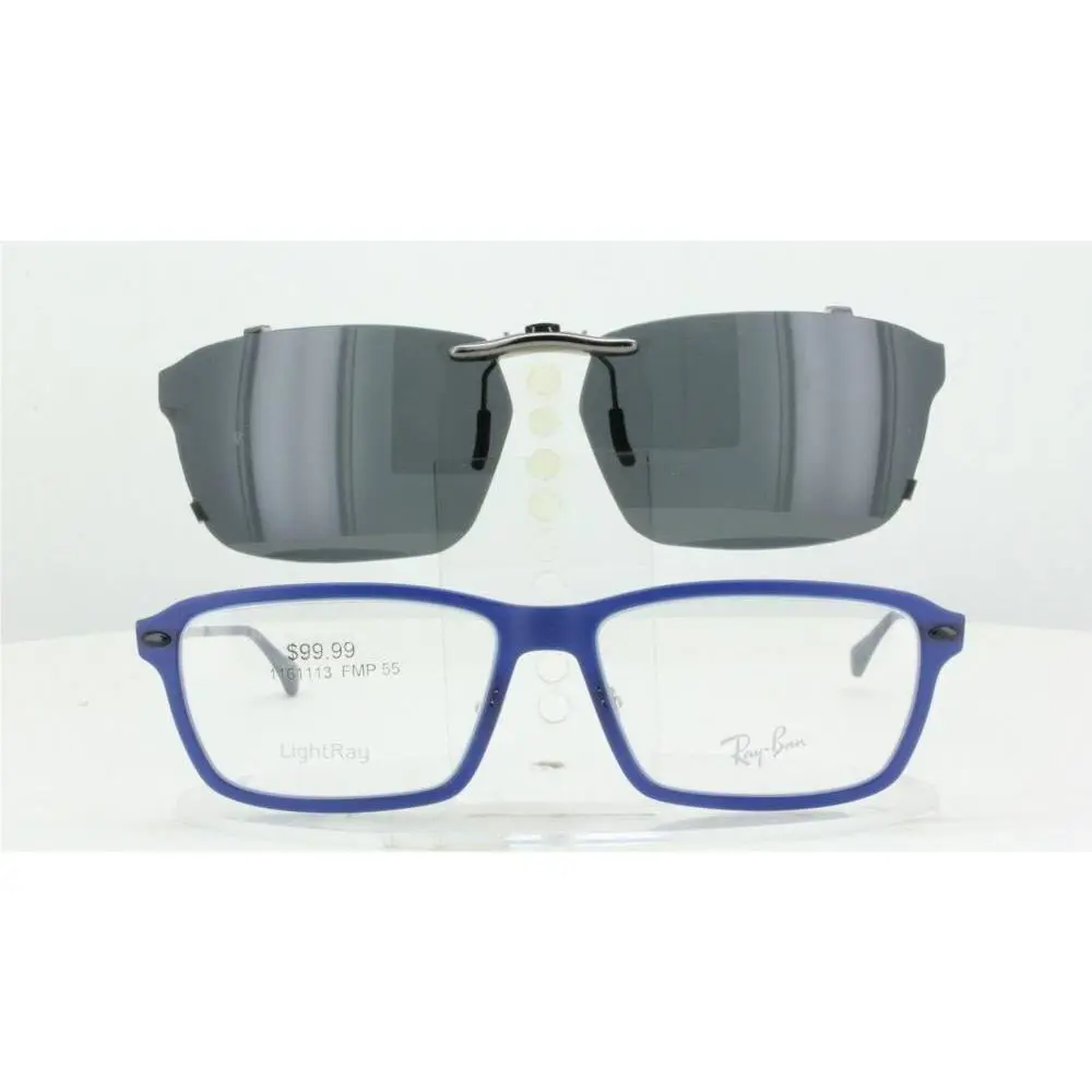 Ray-Ban sunglasses - Ray-Ban RB7038-55X16-T Polarized Clip-On Sunglasse - Grey, Revo Blue Mirrored, and 12 other lens s to choose: REVO Blue Mirrored