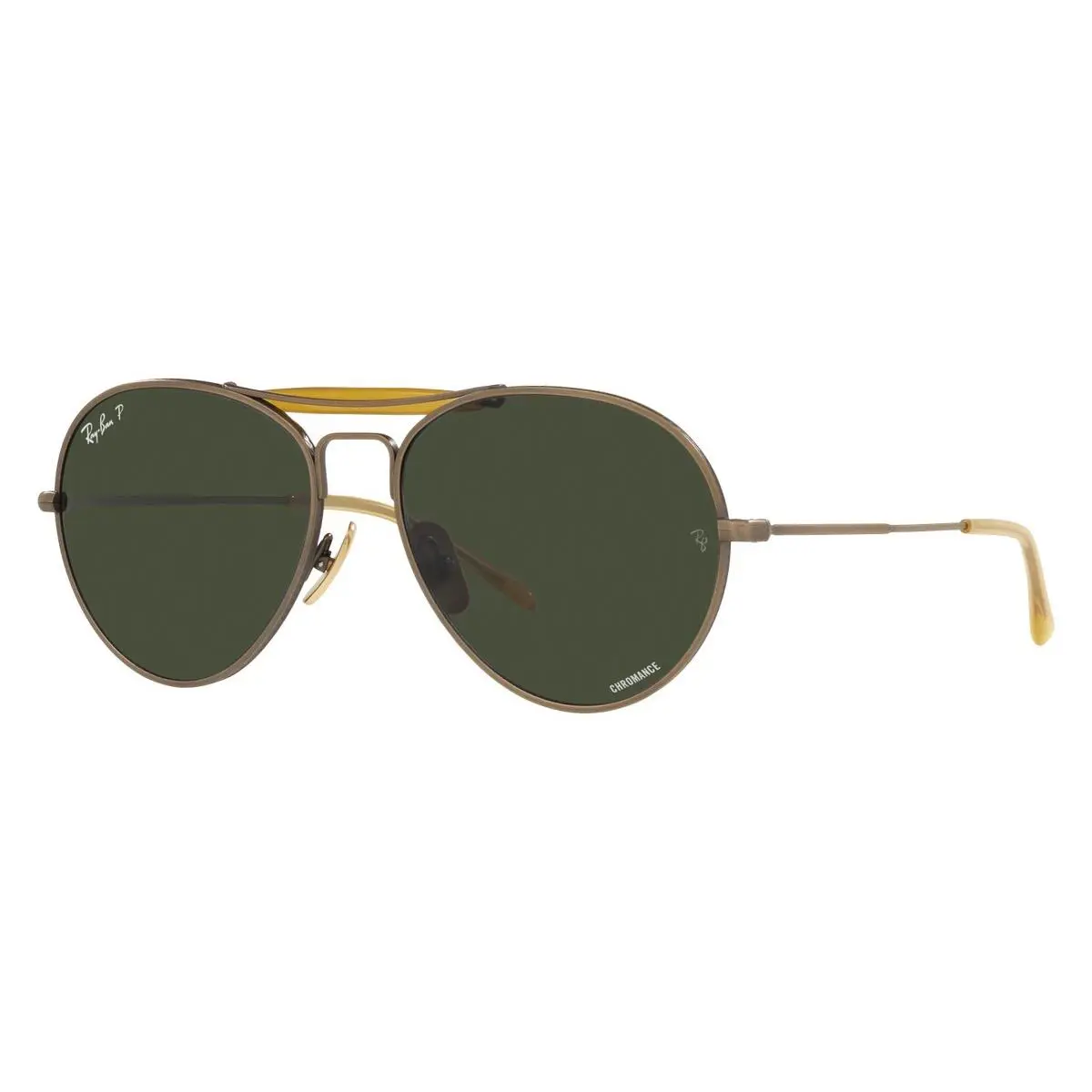 Ray-ban Pilot Titanium Polarized Sunglasses - RB8063 - M 55-16mm 9207/P1/DemiGlossAntiqueGold/DarkGreen by Ray-Ban