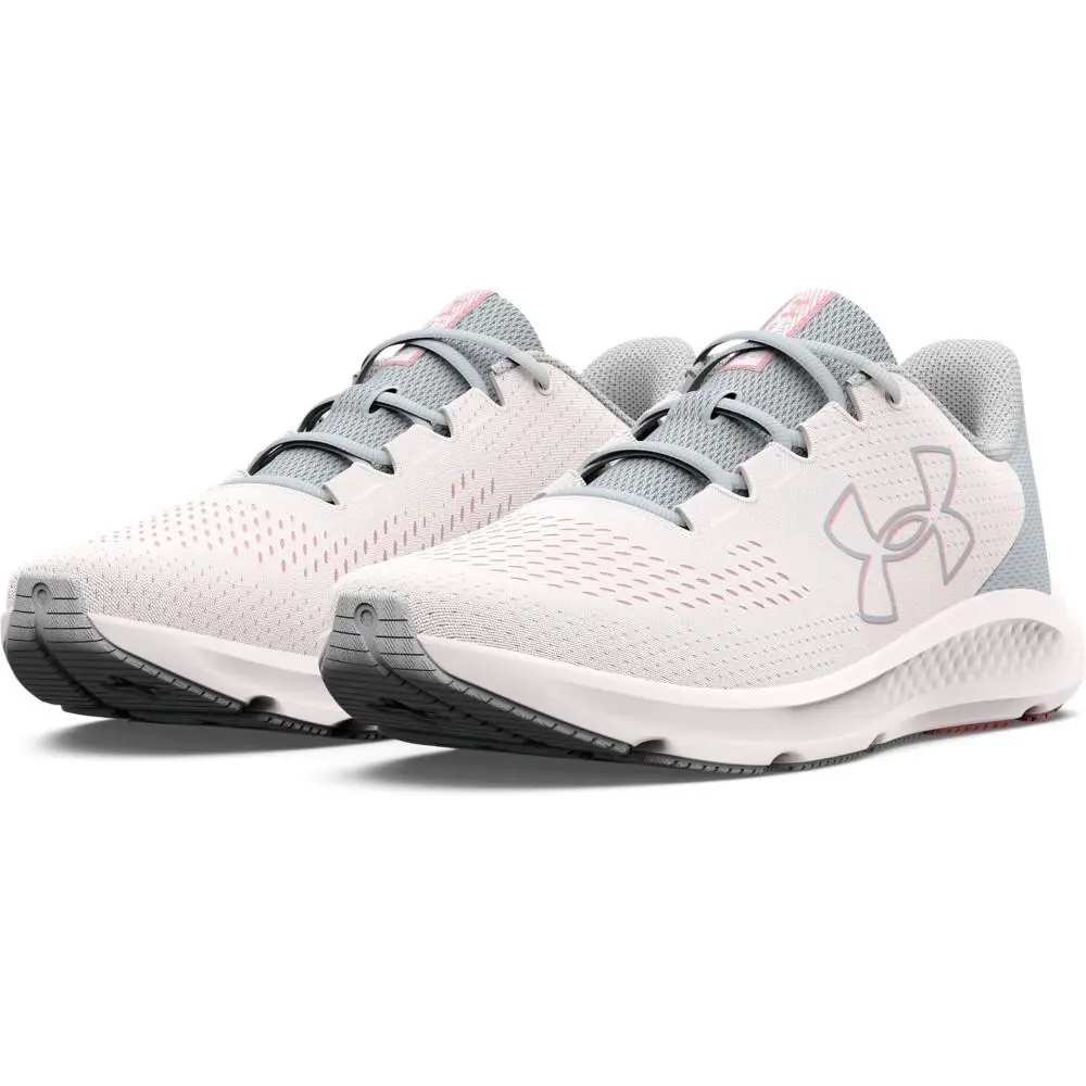 Under Armour 3026523 Women`s Charged Pursuit 3 Big Logo Shoes White Size 6 - White